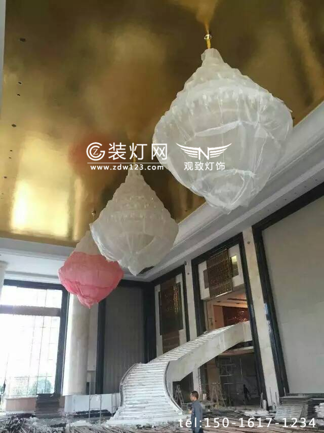 泰州万达希尔顿酒店水晶灯安装工程